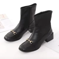 Gold Trim Boot Block Heel