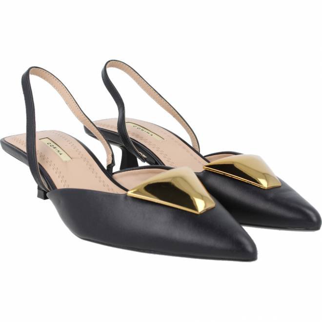 Black Sling Kitten Heel